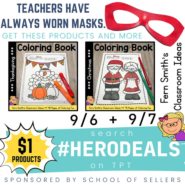 Visit TpT and search #HeroDeals to see all the amazing $1 resources! #FernSmithsClassroomIdeas