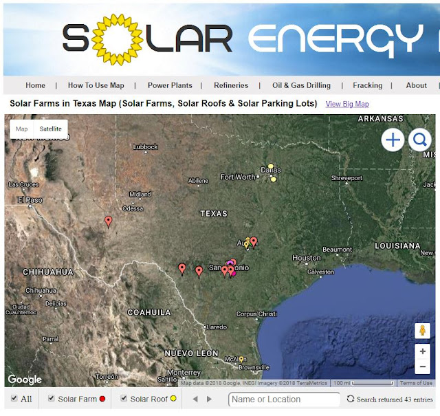 Map of Solar Farms in Texas