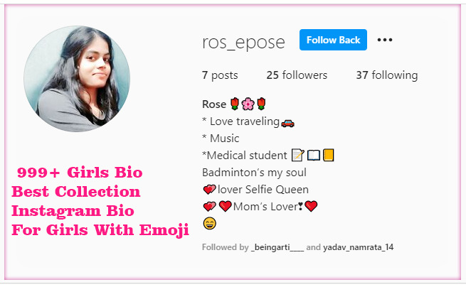 Instagram Bio For Girls with Emoji Copy and Paste