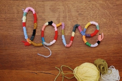 valentine's day, love yarn letters, decoration ideas, wall decor