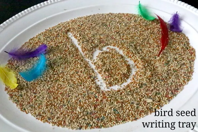 preschool bird seed writing activity