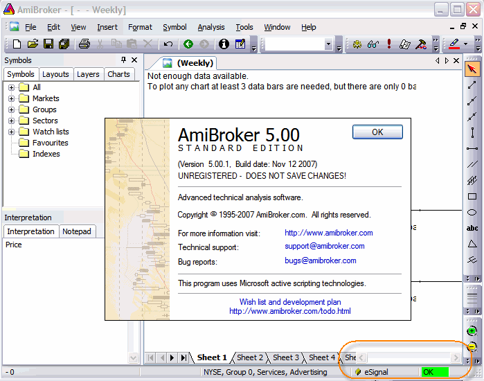 Amibroker not enough data available