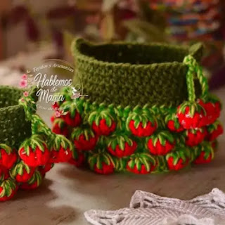 Canastos Fresa a Crochet