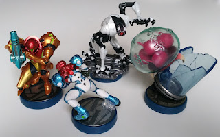 all four official Metroid amiibo right next to each other