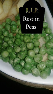 Peas with 'Rest in Peass' headstone