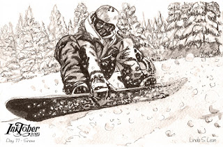 Inktober 2019 - Day 11 - Snow - Ink drawing by Linda S. Leon