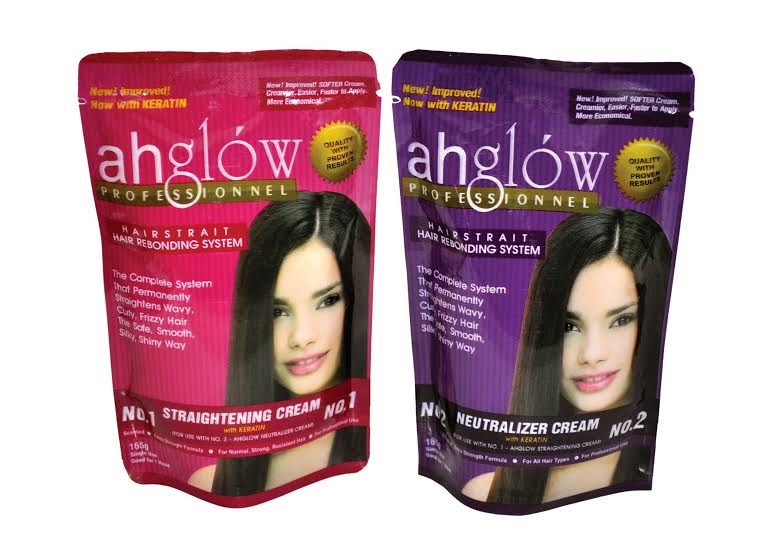 ahglow hair straightening cream and neutralizer