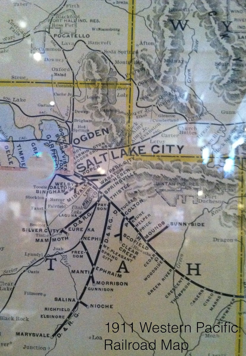 . 1911 Western Pacific Railroad Map Mt. Pleasant, Utah