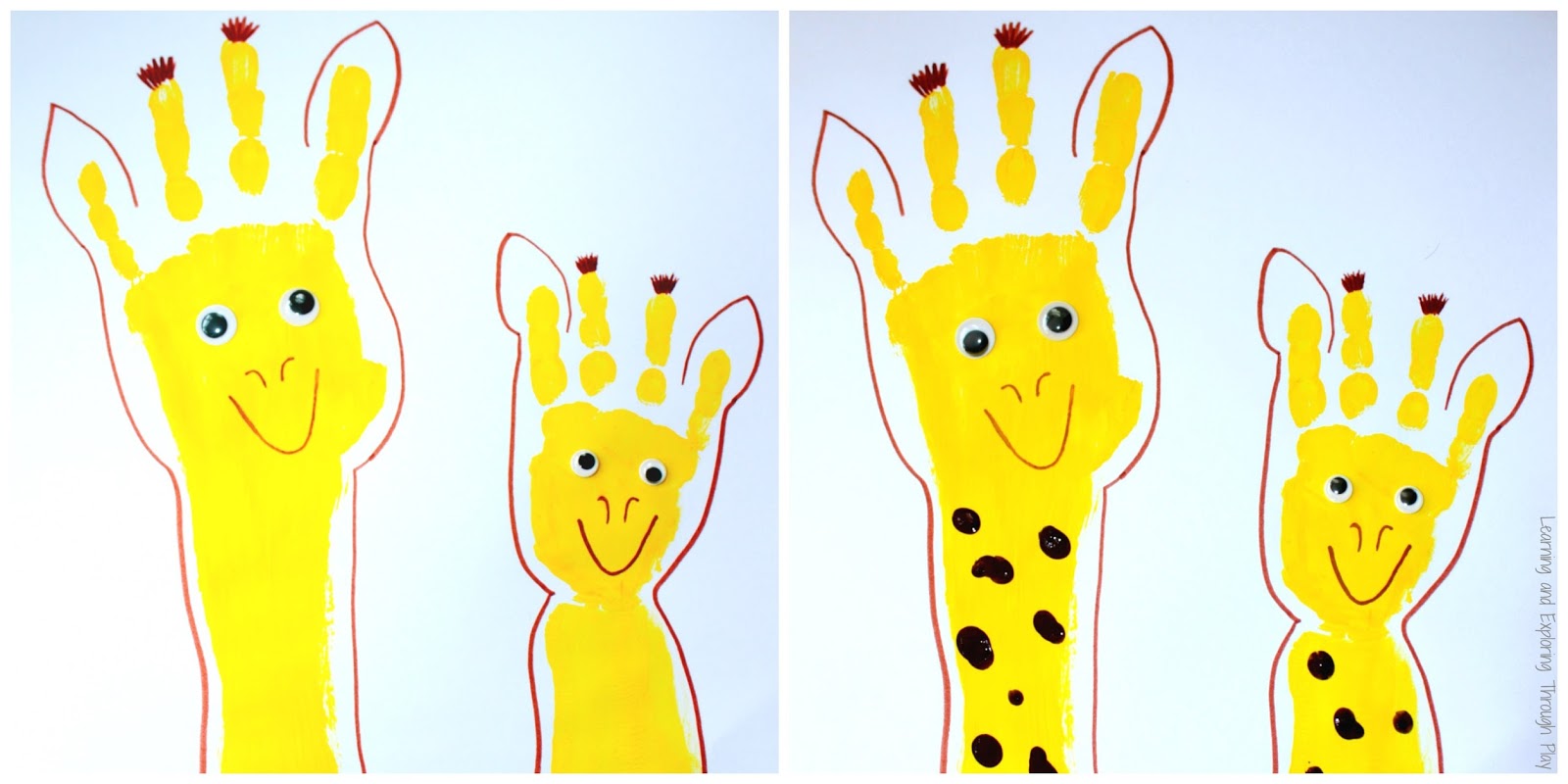 Жираф из отпечатка ладони