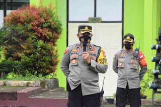Kabag Ops Pimpin Apel Pengamanan di Kantor KPU Kabupaten Bandung