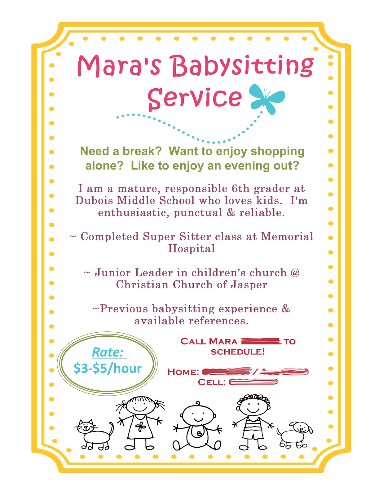 Scrap Happy Babysitting Flyer Using MDS 