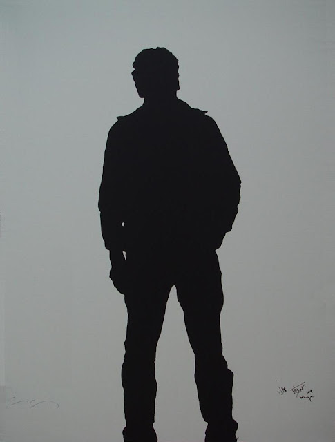 Jan Fabre's shadow - 2008.Acrylic on canvas 78 ¾ X 59 1/8 in. Signed by Klaus Guingand and Jan Fabre.