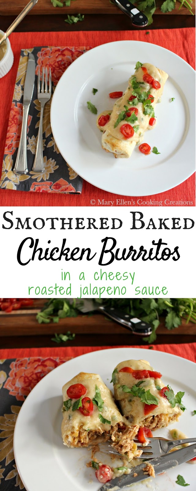 Mary Ellen's Cooking Creations: Oven Baked Chicken Burritos in a Creamy