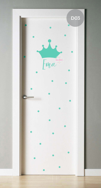 VINILO DECORATIVO INFANTIL CORONITA CON NOMBRE Y ESTRELLAS | CDM