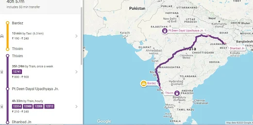 Train Travel Map in India