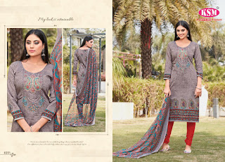 KSM Vanya Glaze Cotton Dress Material WithChiffon Dupatta