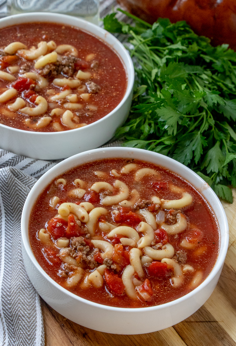 Hot Eats and Cool Reads Beefy Tomato Macaroni Soup Recipe