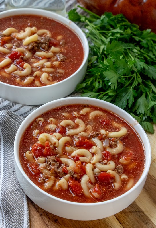 Hot Eats and Cool Reads Beefy Tomato Macaroni Soup Recipe
