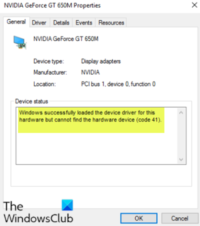 Windowsがデバイスドライバーを正常にロードしました（コード41）
