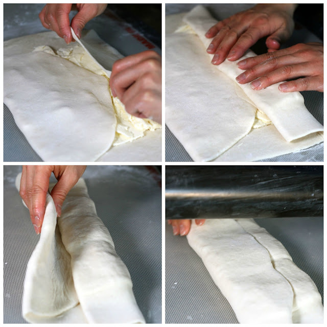 Dough being folded and laminated for the Kouignettes.