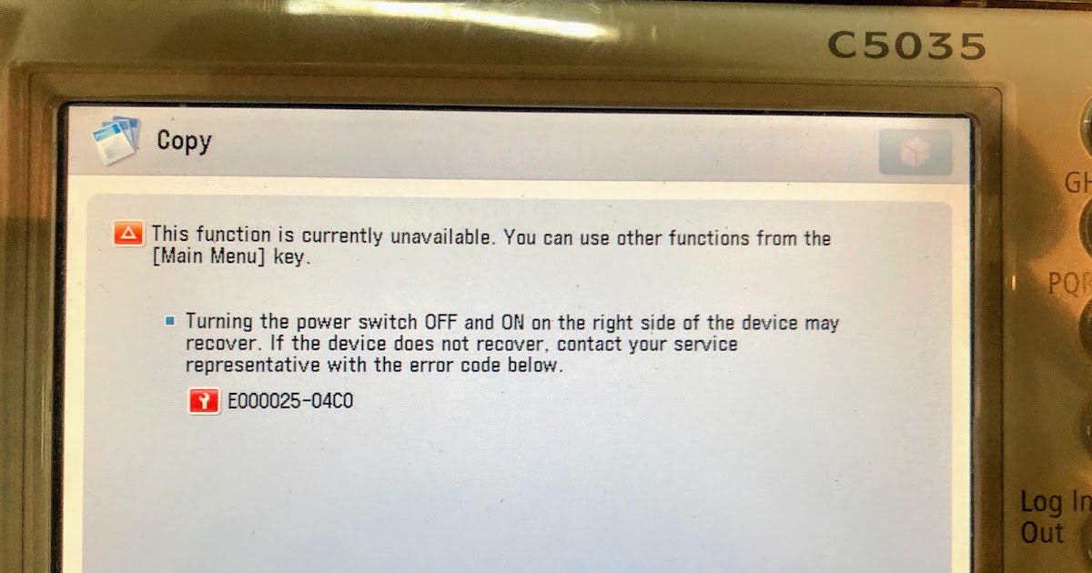Solution for error code E00002504C0 in Canon IR advance C5045 CORONA