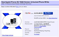 Unlocked iPhone 3G on eBay