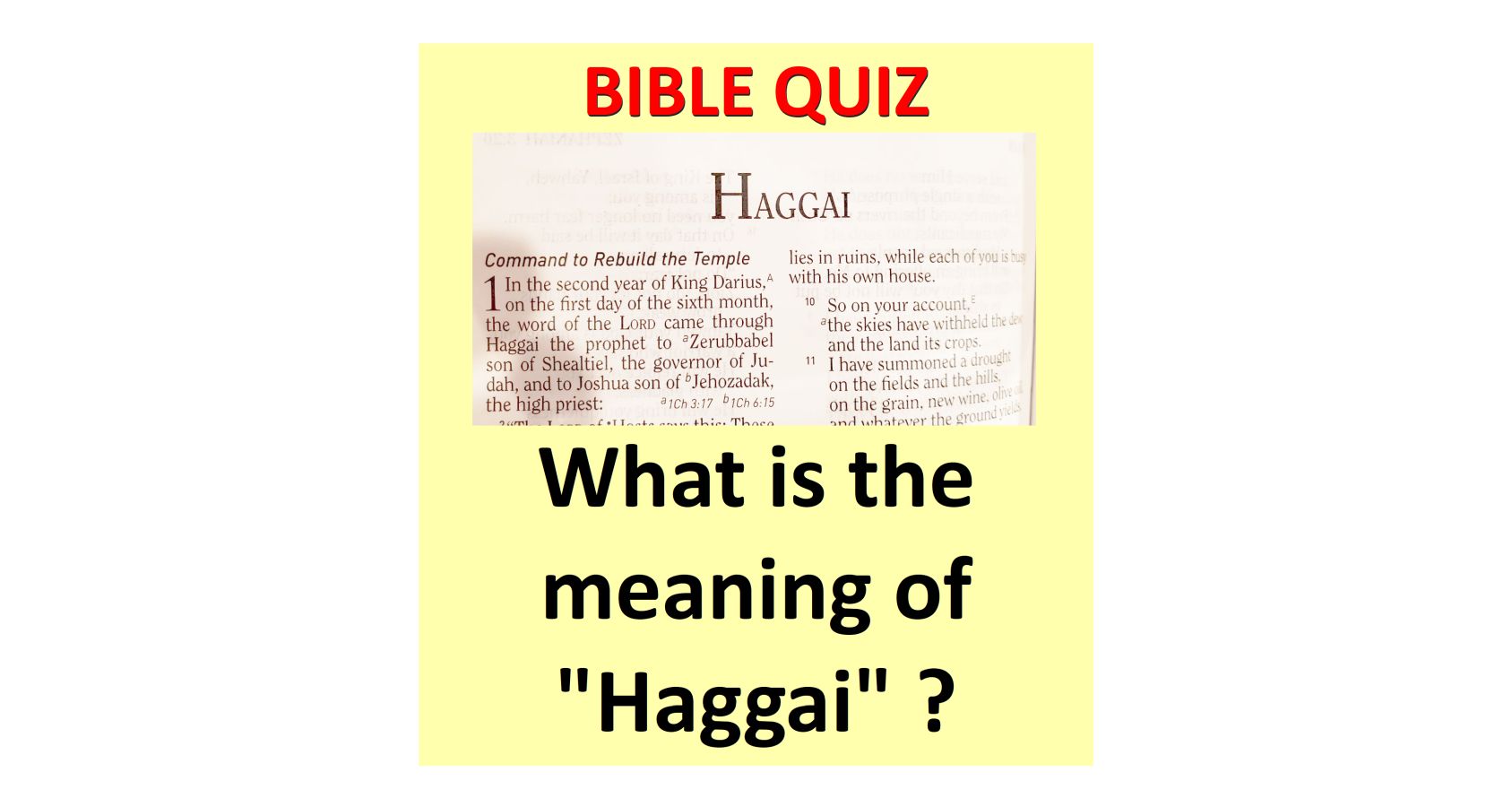 What is the meaning of "Haggai" ? BIBLE QUIZ