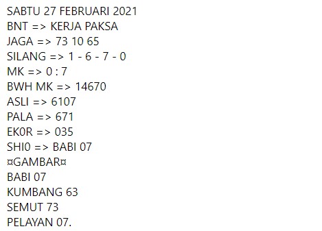 1 New Message Kode Syair Singapore 27 Februari 2021 Forum Syair Togel Hongkong Singapura Sydney