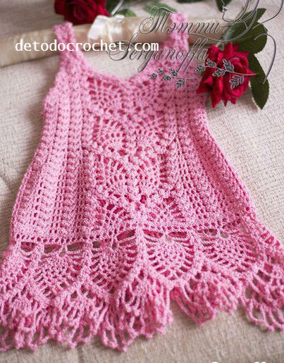 Crochet de Hermoso Vestido Niñas Diseño Piñas