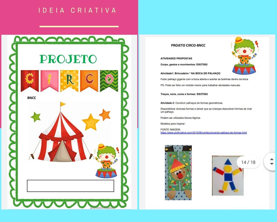 Atividade Projeto Circo Conceito  Projeto circo, Atividades, Educação  infantil