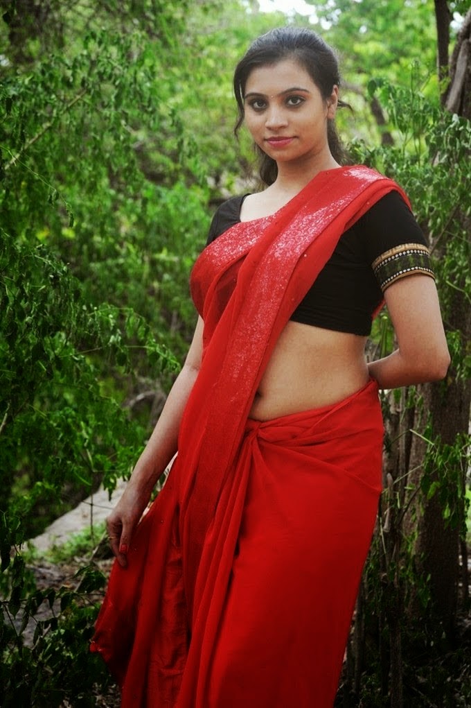 Priyanka Hot Navel In Red Saree Pics Actress Saree Below Navel Photos - HD
