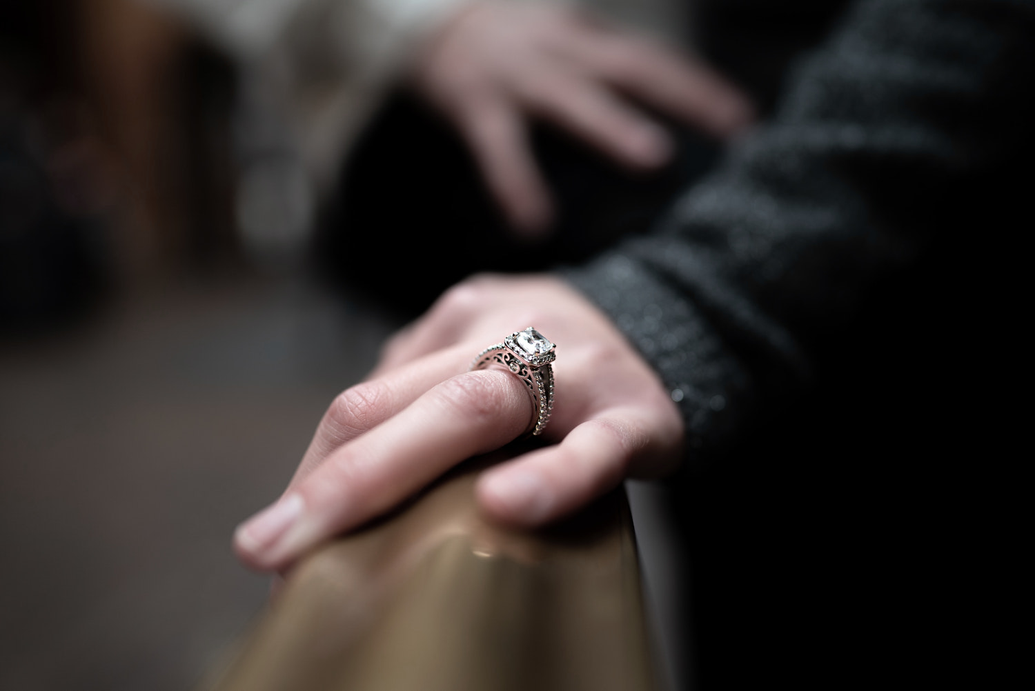 close-up of an antique engagement ring