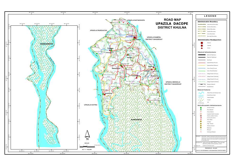 Dacope Upazila Road Map Khulna District Bangladesh