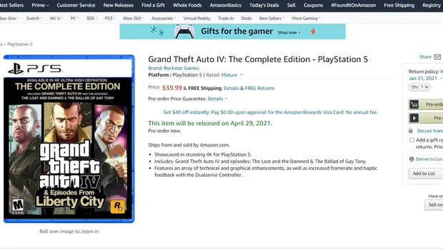 تسريب بالصور يكشف عن نسخة لعبة GTA IV Complete Edition موجهة إلى جهاز PS5