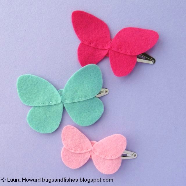 Glue the wings in place Felt Butterfly Hair Clips Tutorial: glue the wings in place