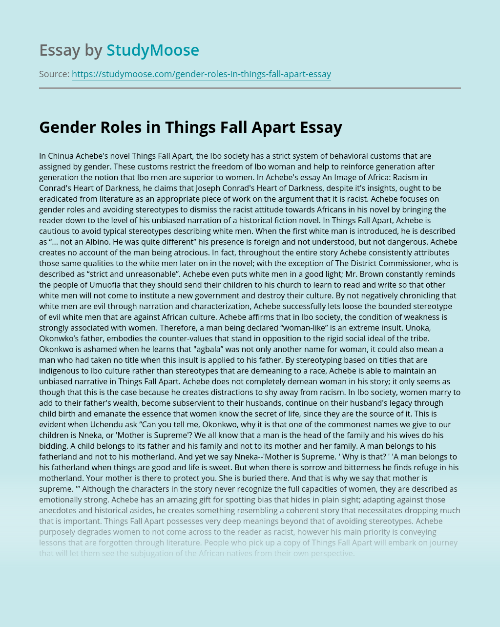 gender role informative essay