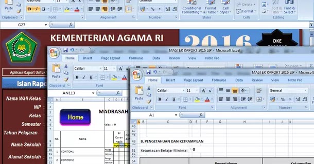Aplikasi Raport MTs Kurikulum 2013 Format Microsoft Excel