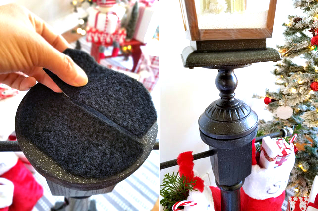 Christmas decor faux gas lamp - Stocking holder