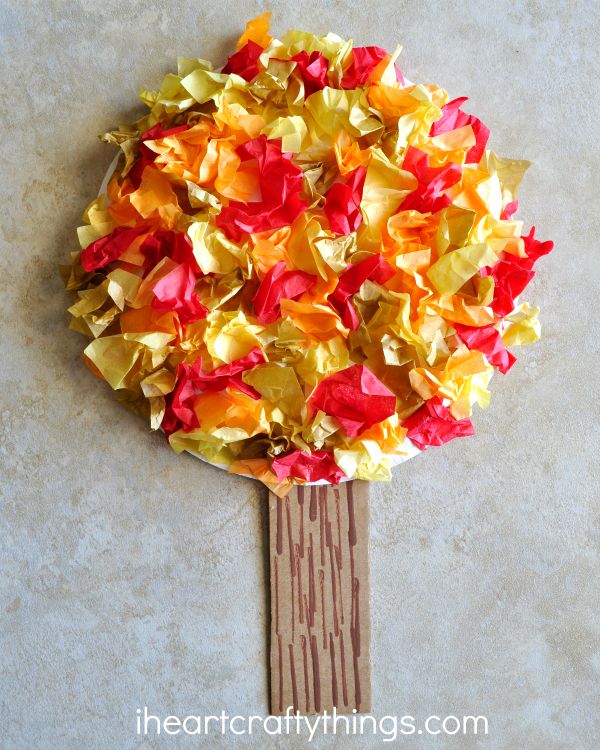 Tissue Paper Fall Tree Craft - I Heart Crafty Things