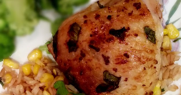 Asian Marinated Chicken with Corn and Basil Faux-Fried Rice
