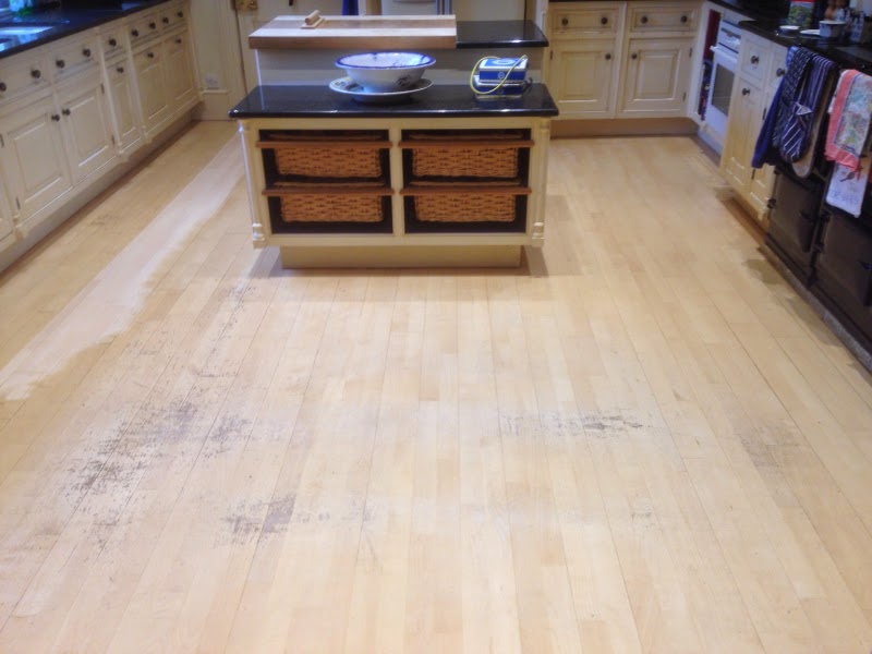 Maple floor sanded and white oil finish applied Art of Clean UK