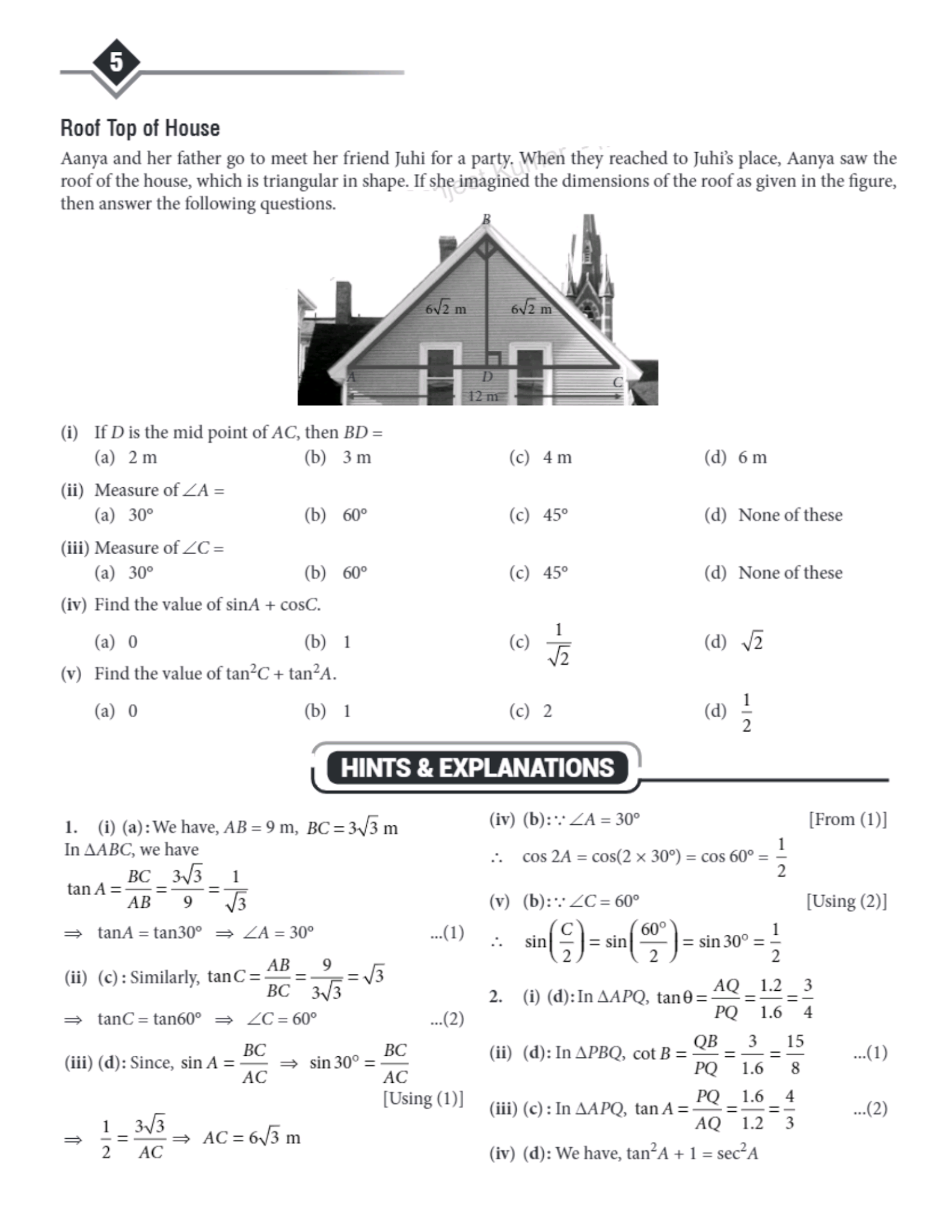 Introduction to Trigonometry MCQ's and Case Study