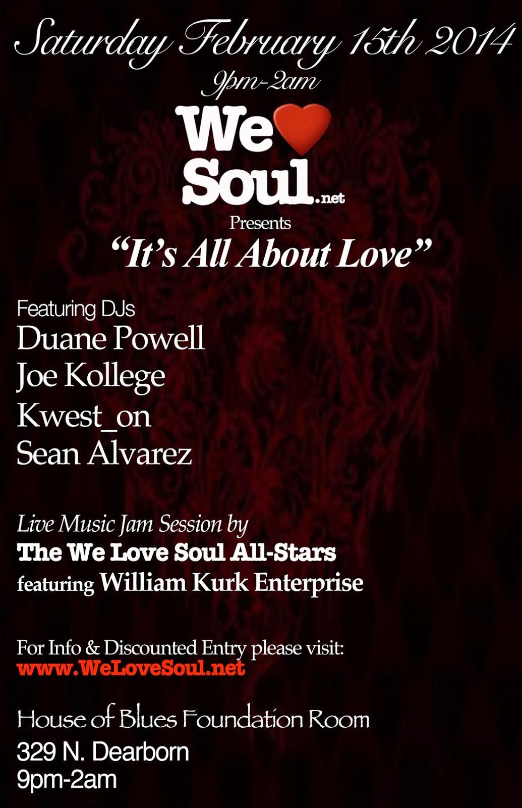 Sat Feb 15: We Love Soul presents It's All About Love