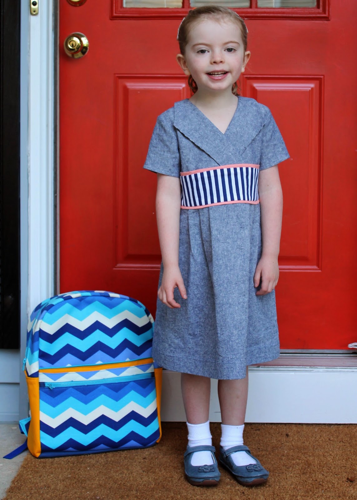 The First Day of School (Marathon-Sewn) Dress | Oliver + S Library Dress in Chambray | The Inspired Wren Documenting an Oliver + S Library Dress sewn for the First Day of School (Kindergarten!) in one marathon session 12 hours before the school bus arrived. | The Inspired Wren