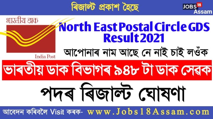 North East Postal Circle GDS Result 2021 – 948 Gramin Dak Sevak Vacancy