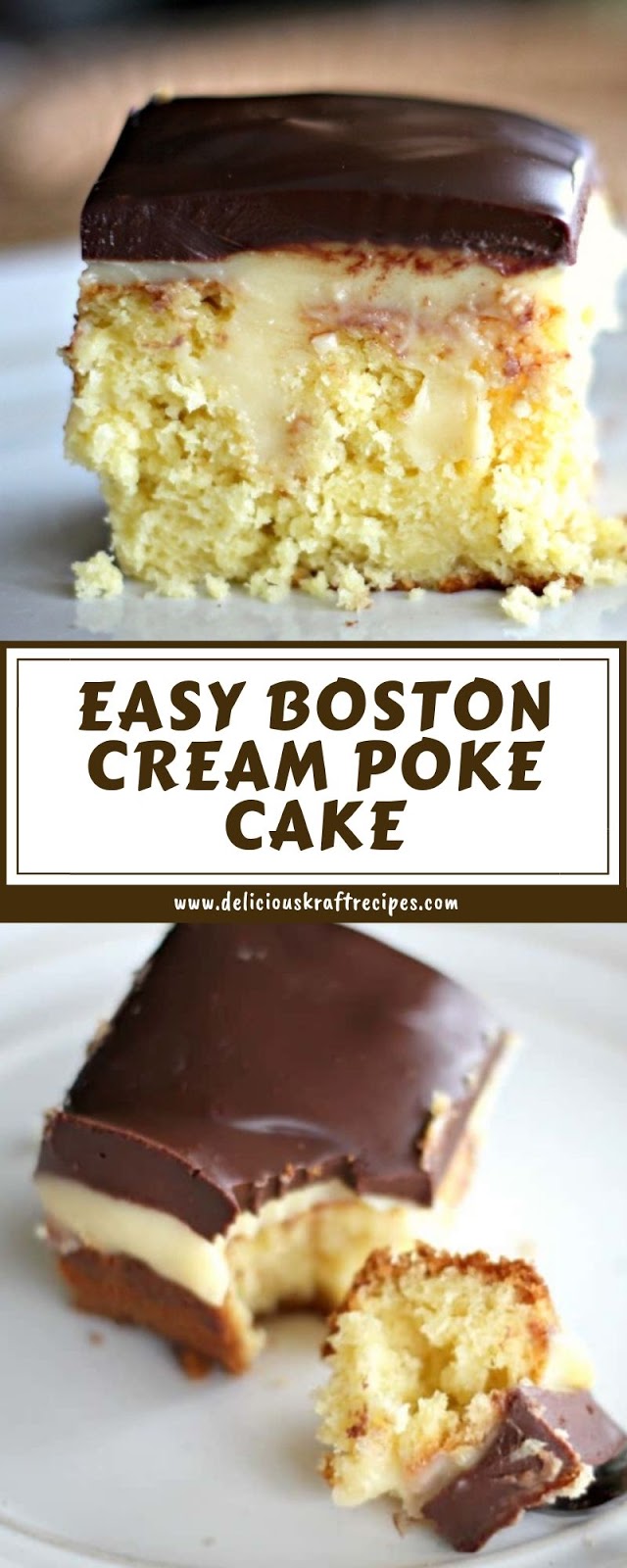 EASY BOSTON CREAM POKE CAKE