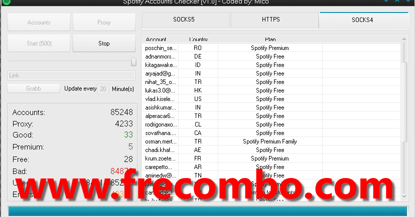 Spotify Accounts Checker [v1.0] – Coded by Mico - Combo List - Combolist