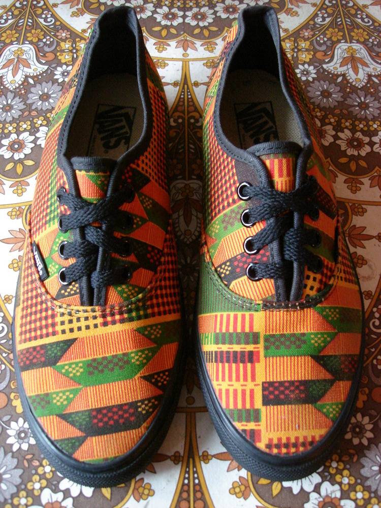 West African Textiles : Authentic printed kente cloth on vans.