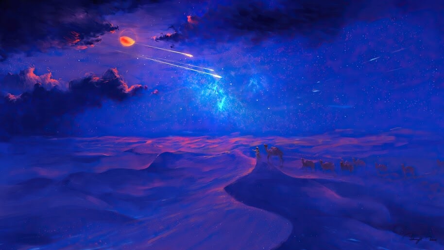 Starry Night Sky Horizon Scenery 4K Wallpaper #6.959