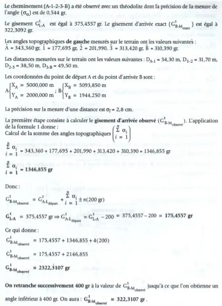 Polygonation,  calcul,  Types de Cheminement, topographiques,